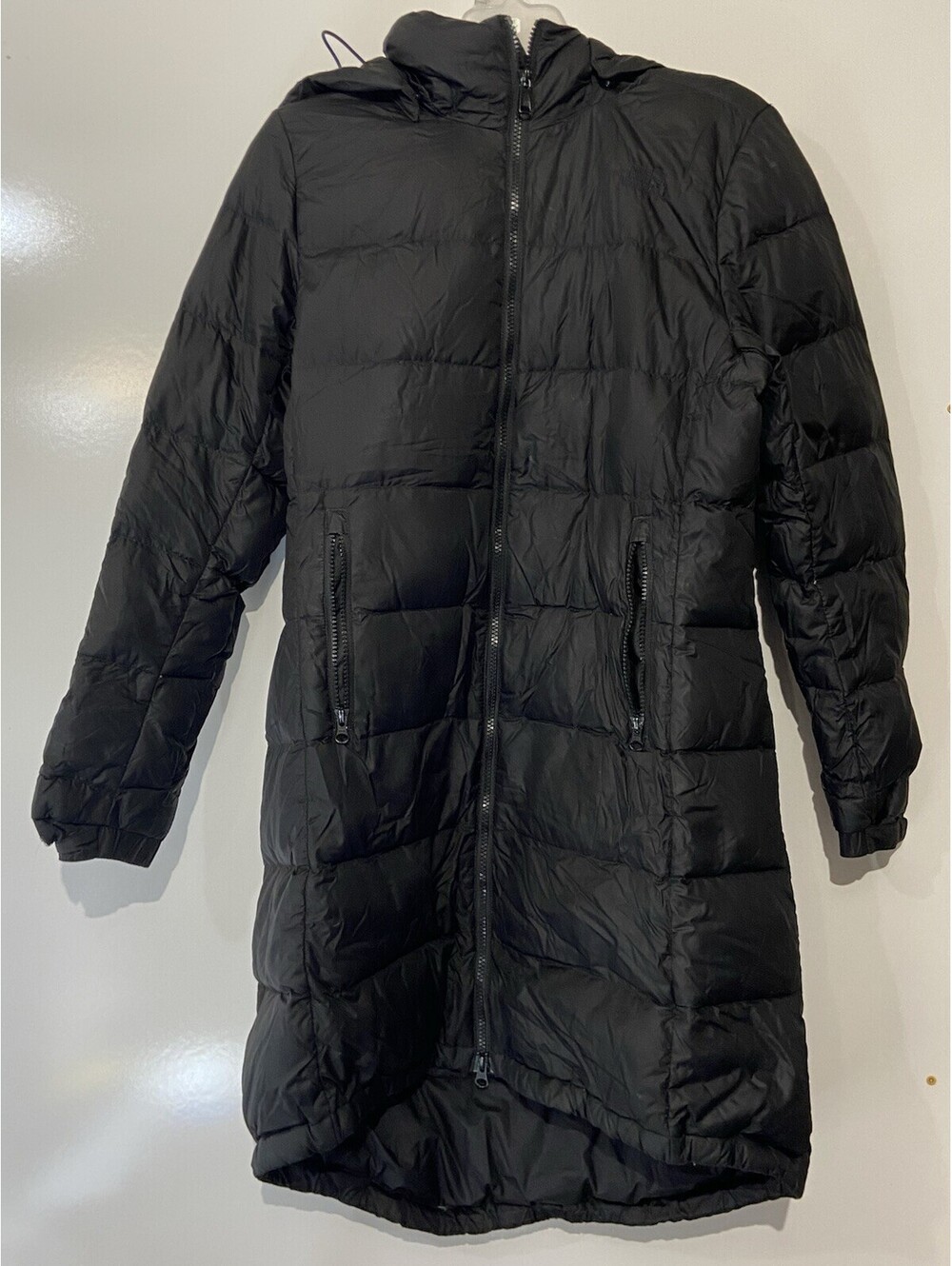Womens THE NORTH FACE Black 550 Down Hooded Puffer Parka Jacket Sz M